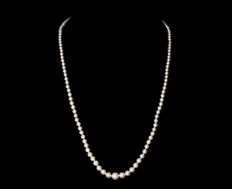 アンティーク　天然パールネックレス￼ Antique Gallery Soleil アンティークジュエリー / 鑑定書付き126珠